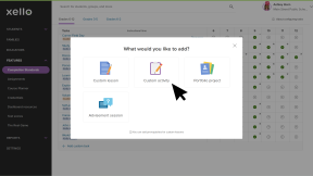 Educator account in Xello. The modal to add custom tasks is open and the cursor is selecting Custom activity